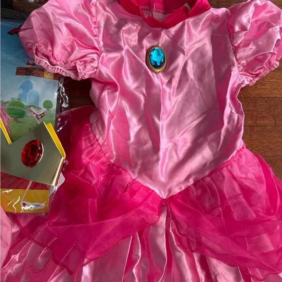 Mario Bros Princess Peach Girls Costume M 7-8 - Picture 3 of 5